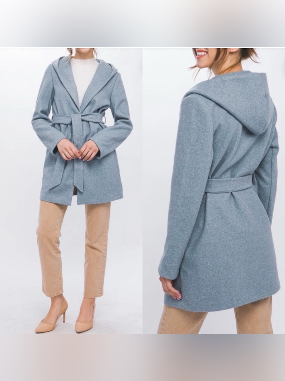 Love Tree Belted Wrap Jacket with Hood